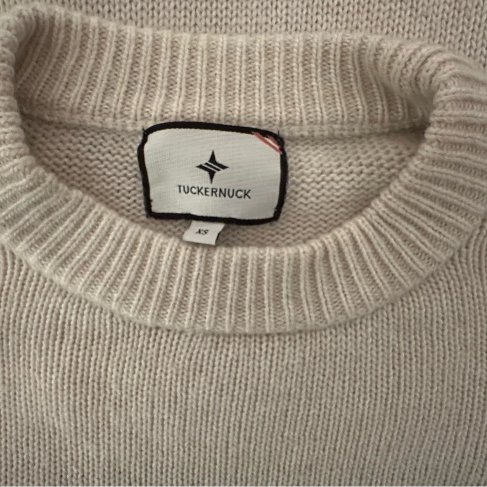 Tuckernuck Bar Harbor Oatmeal/Navy Striped Sweater in Wool/Cashmere/Viscose XS - Picture 7 of 9